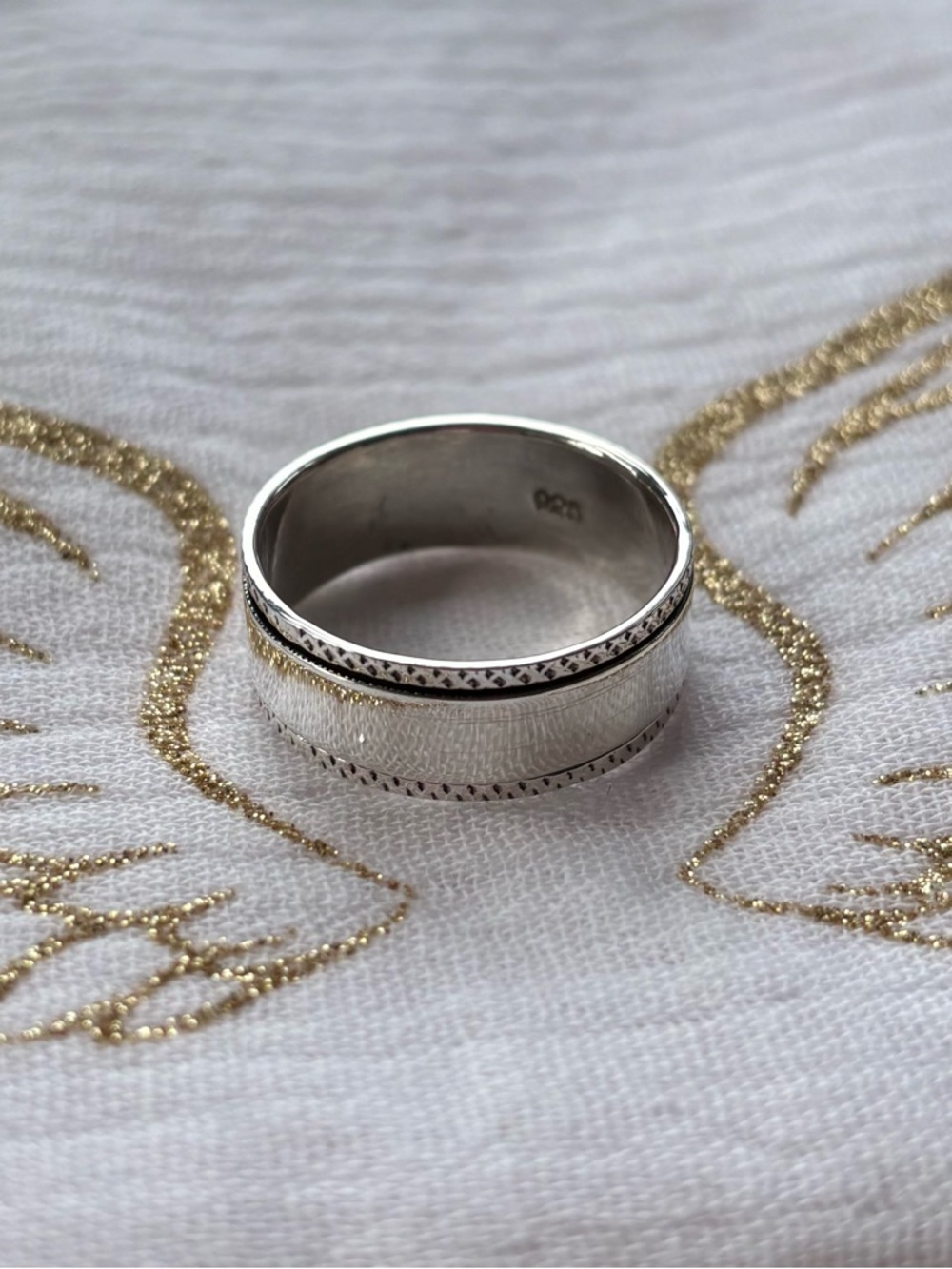 Unisex Sterling Silver Band Spin Ring - Silver size 11.5